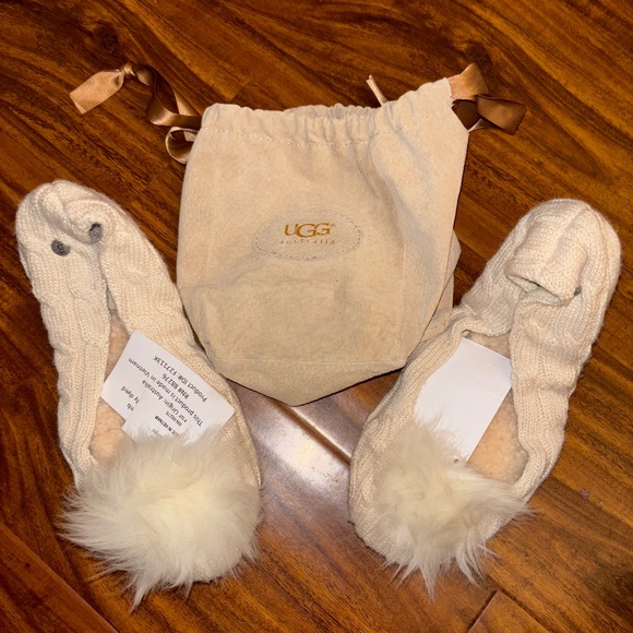 NWT UGG Lamb Fur Accent Ballerina Slippers - Picture 1 of 7